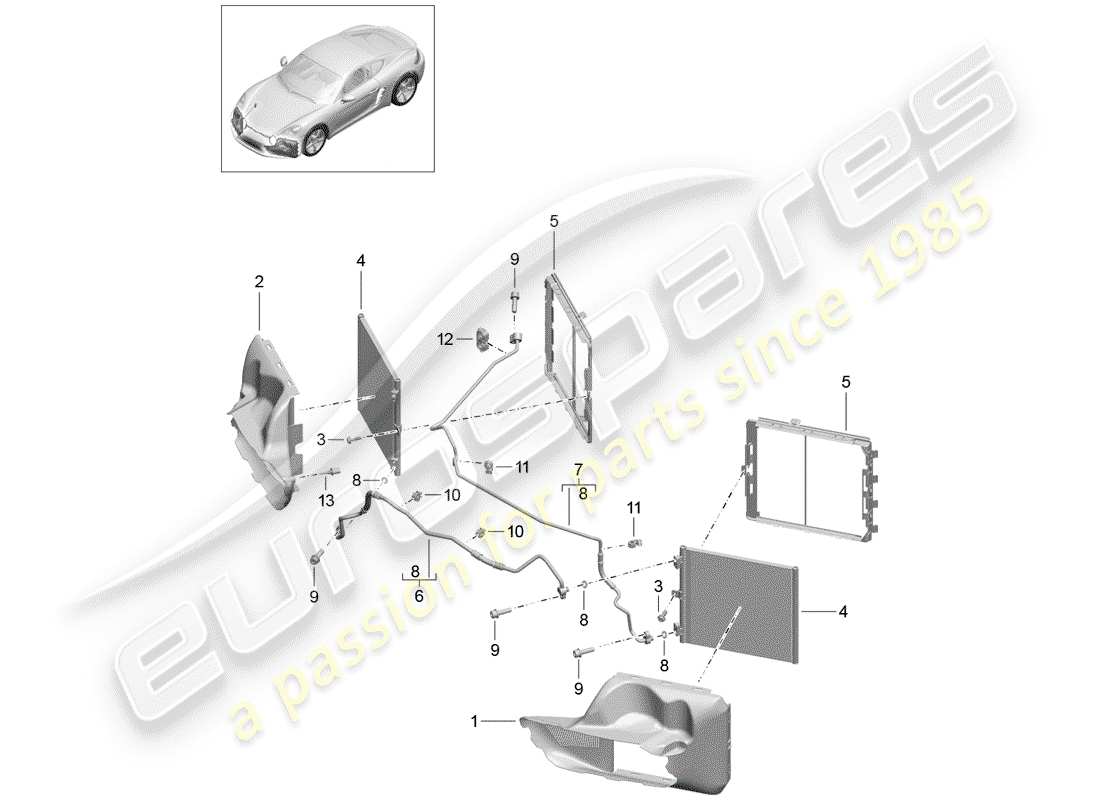 Porsche 718 Cayman (2019) CIRCUITO REFRIGERANTE Diagrama de piezas