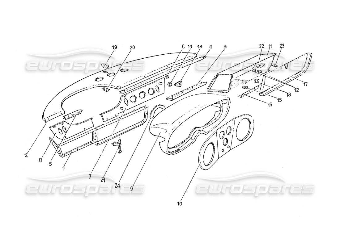 Ferrari 365 GT 2+2 (Trabajo de coaching) PANEL Diagrama de piezas