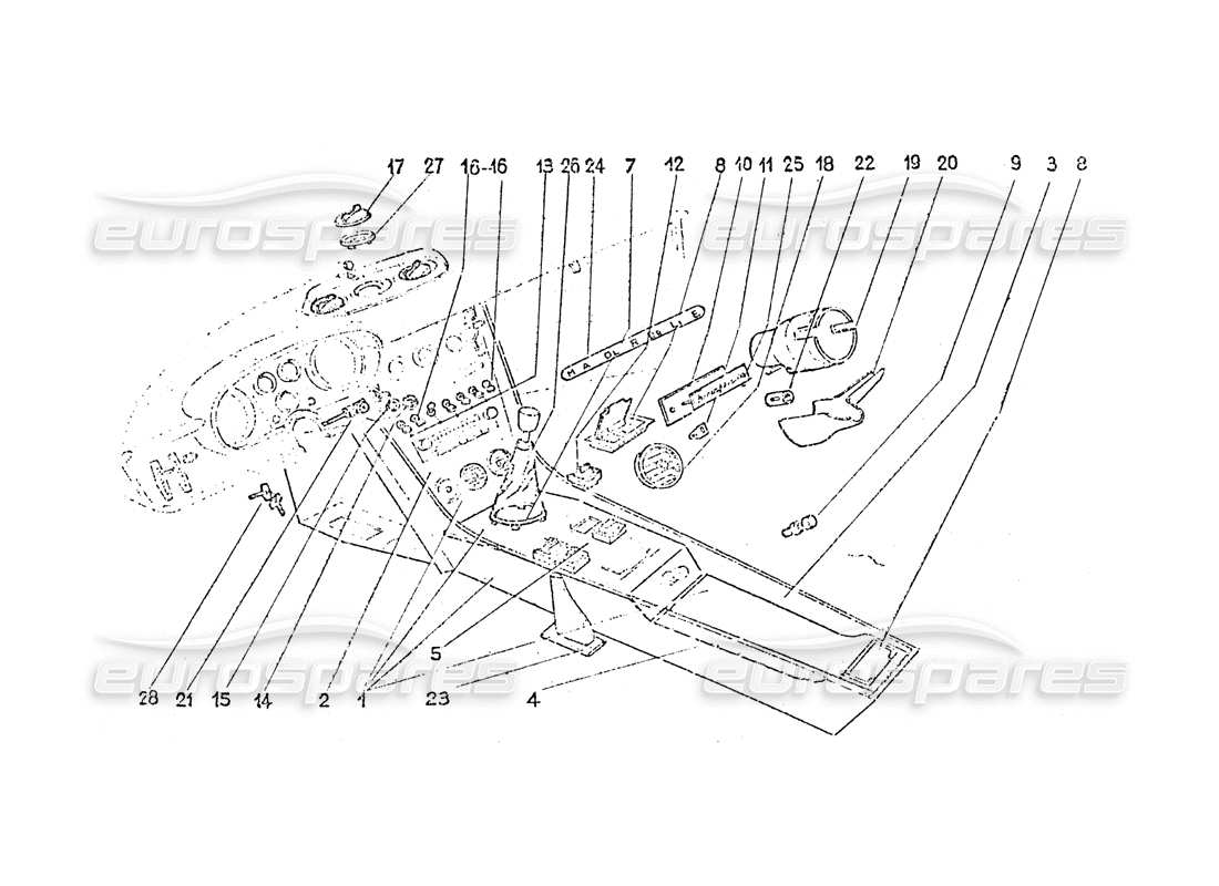 Ferrari 365 GT 2+2 (Trabajo de entrenamiento) Interior switches - Air vents & Trim Diagrama de piezas