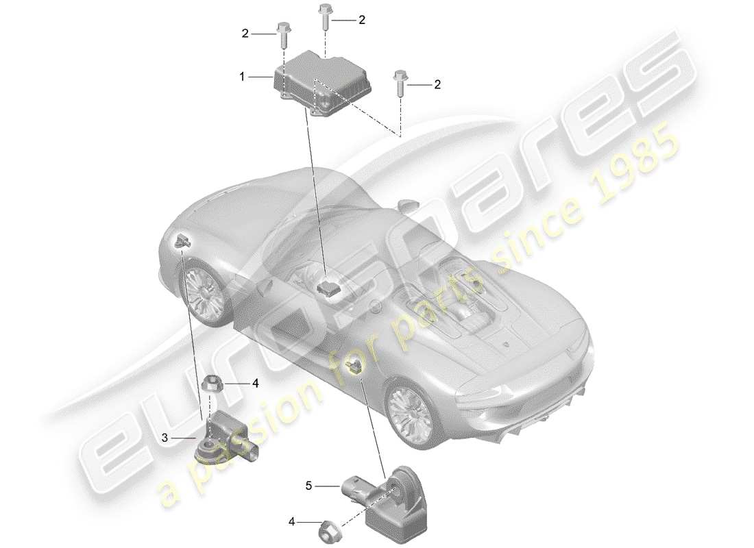 Porsche 918 Spyder (2015) módulo de control electrónico Diagrama de piezas