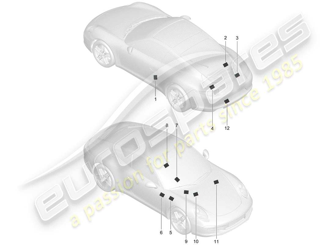 Porsche 991 (2014) SEÑALES/AVISOS Diagrama de piezas