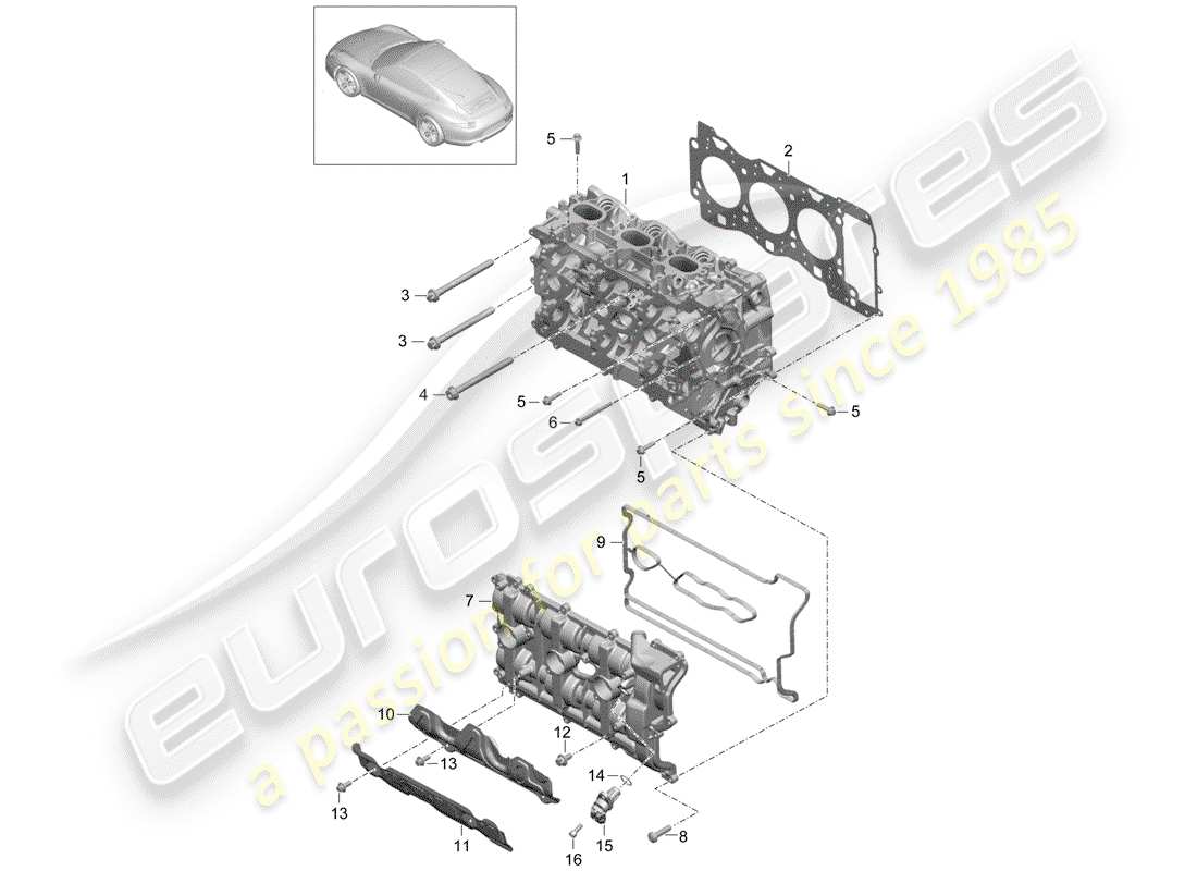 Porsche 991 (2014) CABEZA DE CILINDRO Diagrama de piezas