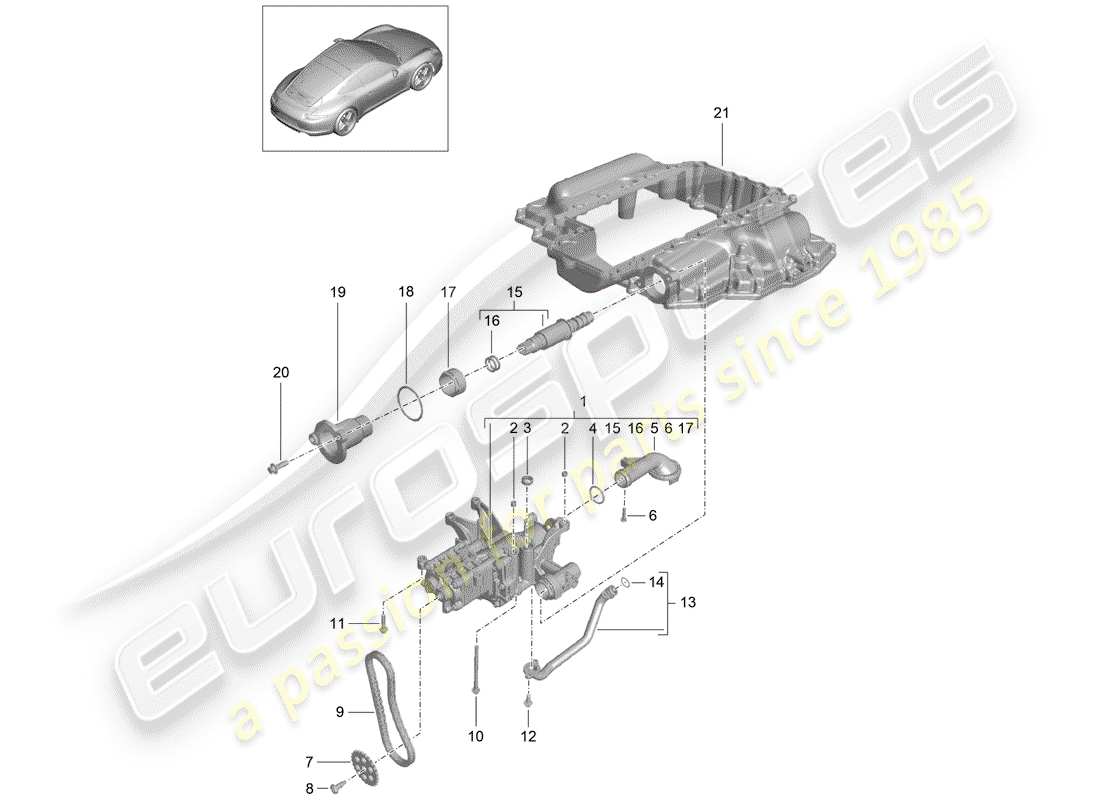 Porsche 991 (2014) BOMBA DE ACEITE Diagrama de piezas