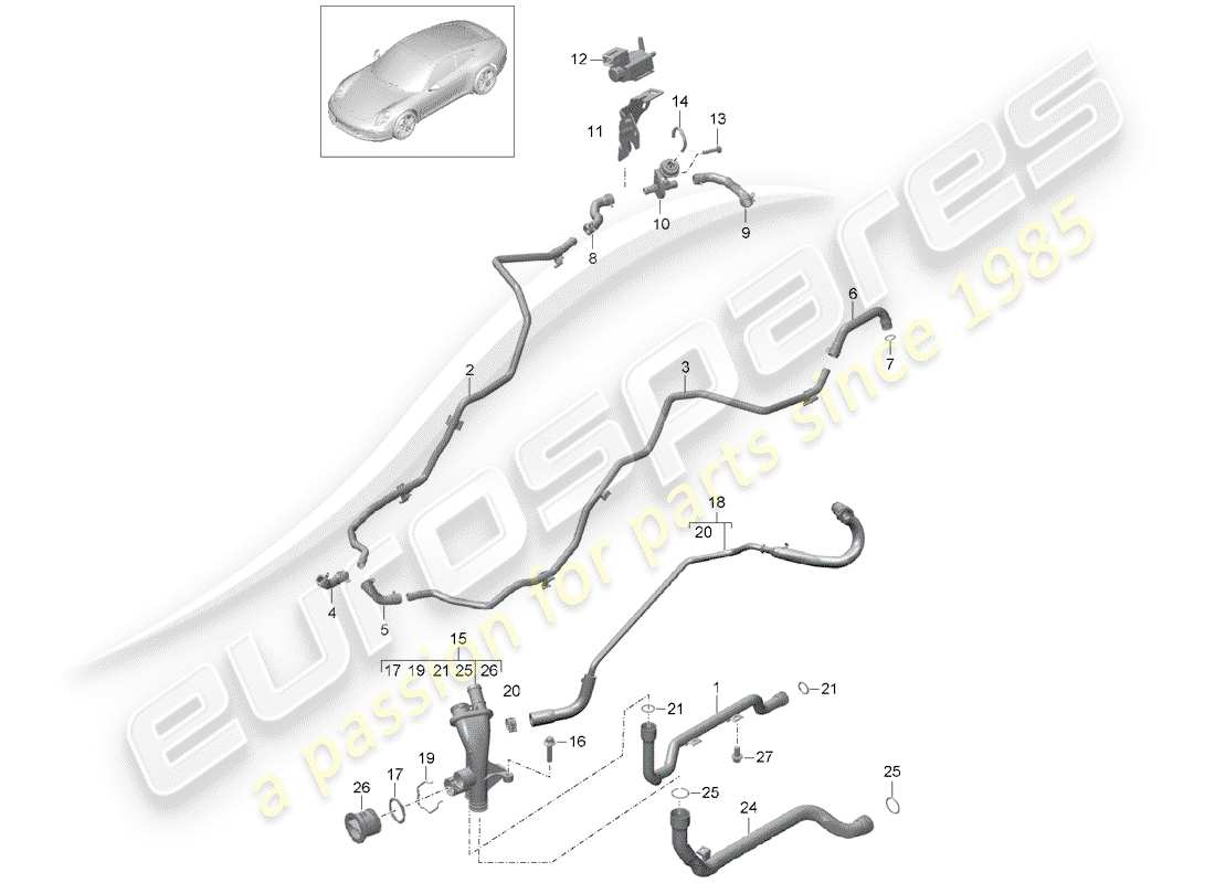 Porsche 991 (2014) CONNECTION Diagrama de piezas
