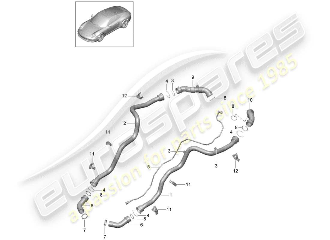 Porsche 991 (2014) water cooling 1 Diagrama de piezas