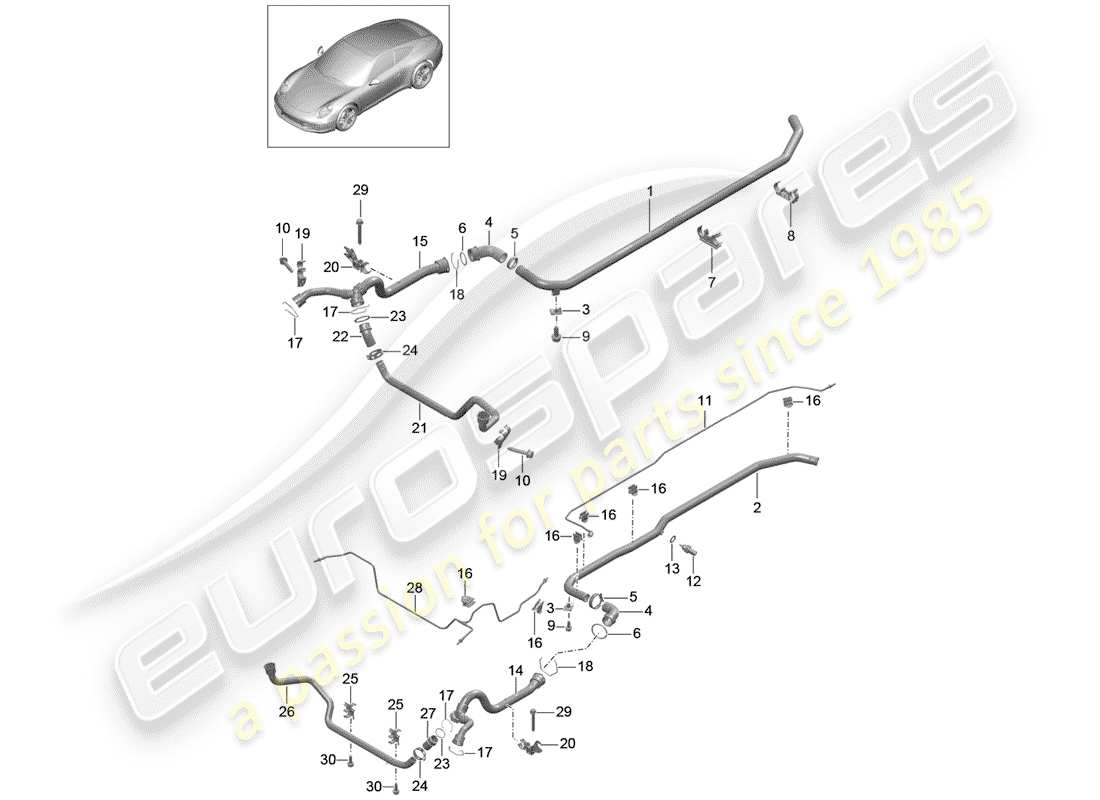 Porsche 991 (2014) water cooling 2 Diagrama de piezas