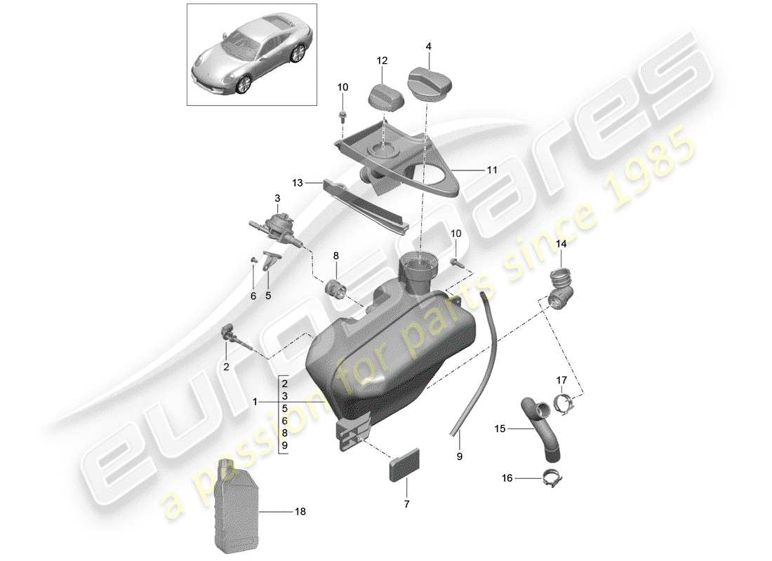 Porsche 991 (2014) water cooling 4 Diagrama de piezas