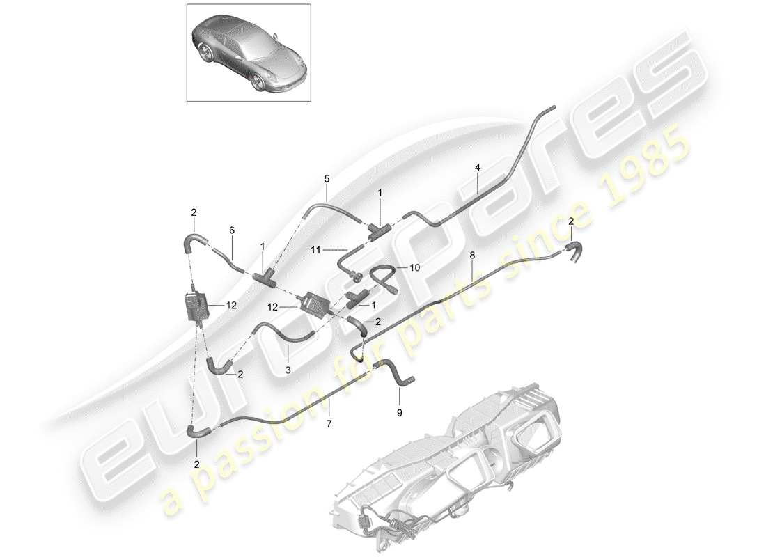 Porsche 991 (2014) FILTRO DE AIRE Diagrama de piezas