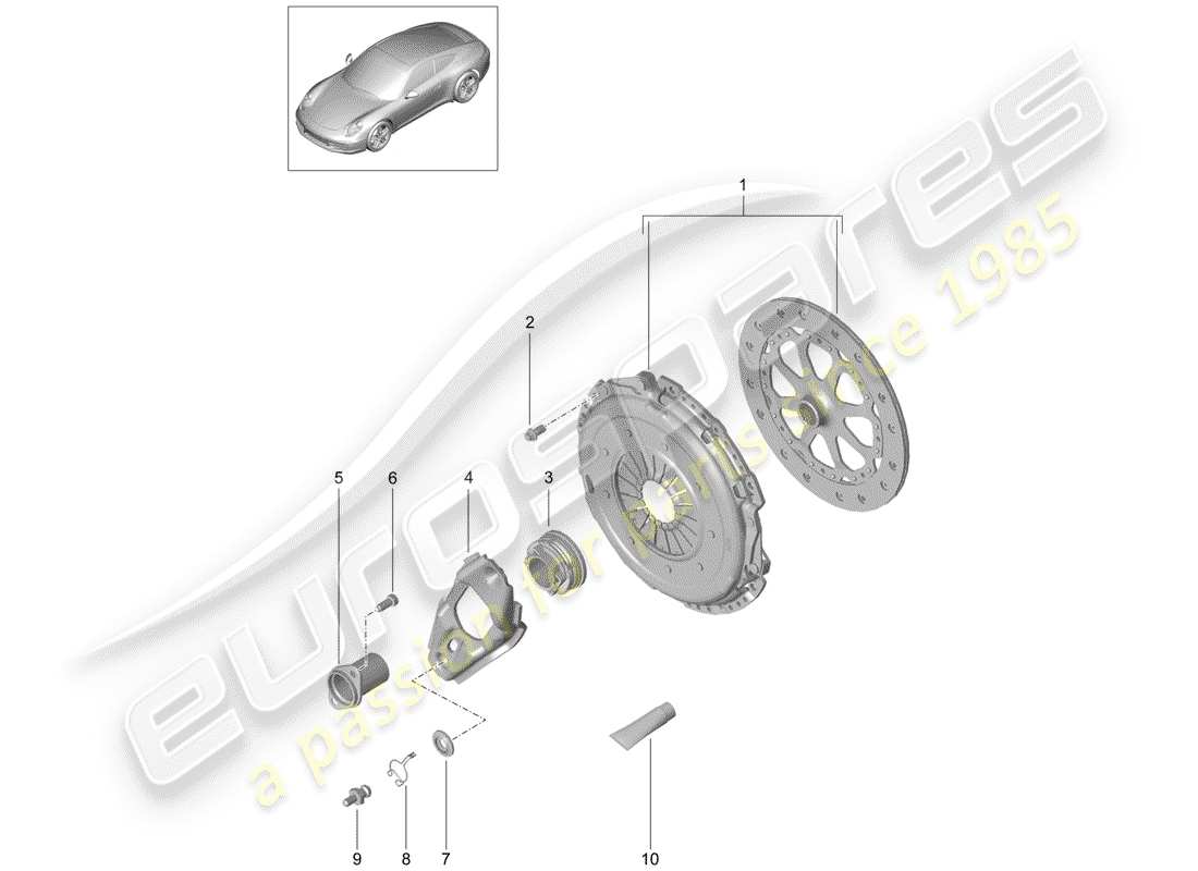 Porsche 991 (2014) Embrague Diagrama de piezas