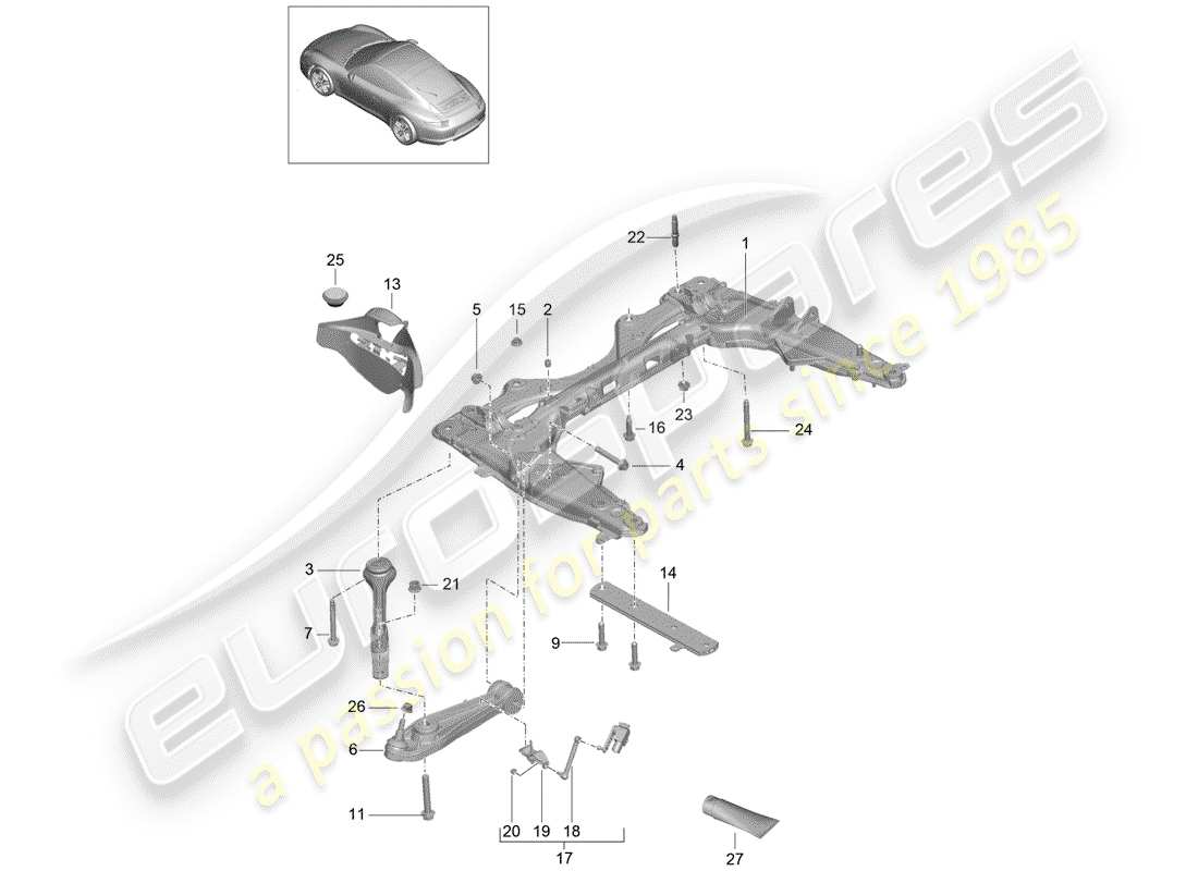 Porsche 991 (2014) TRAVESAÑO Diagrama de piezas