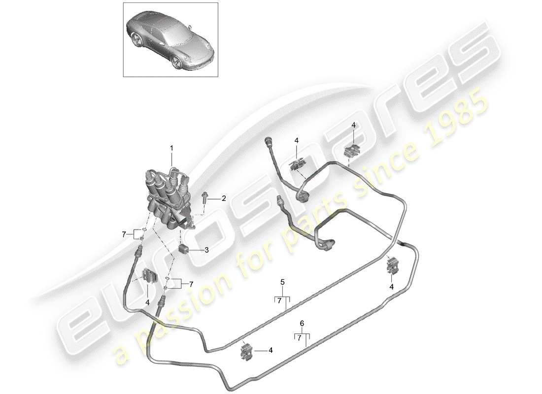 Porsche 991 (2014) líneas Diagrama de piezas