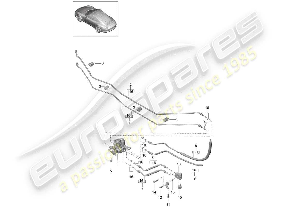 Porsche 991 (2014) líneas Diagrama de piezas