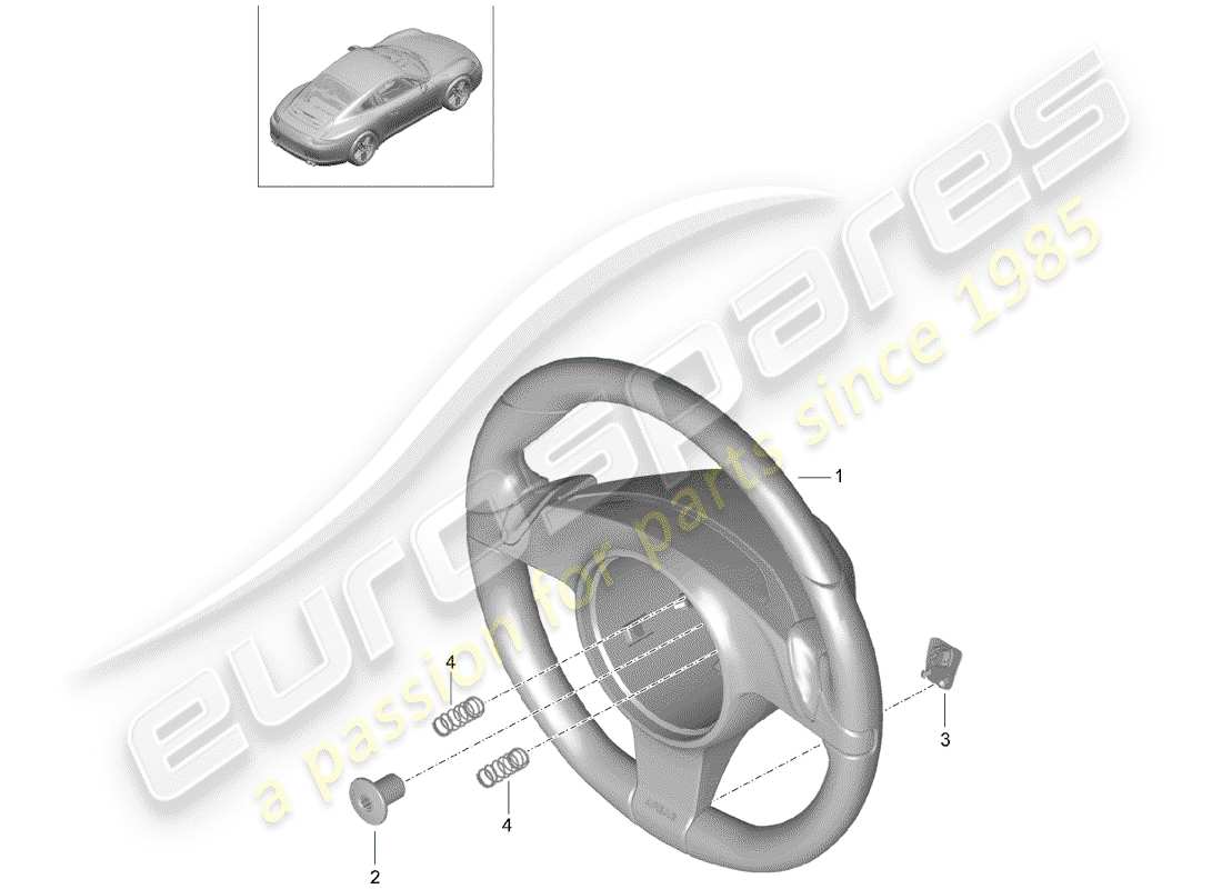 Porsche 991 (2014) volantes Diagrama de piezas