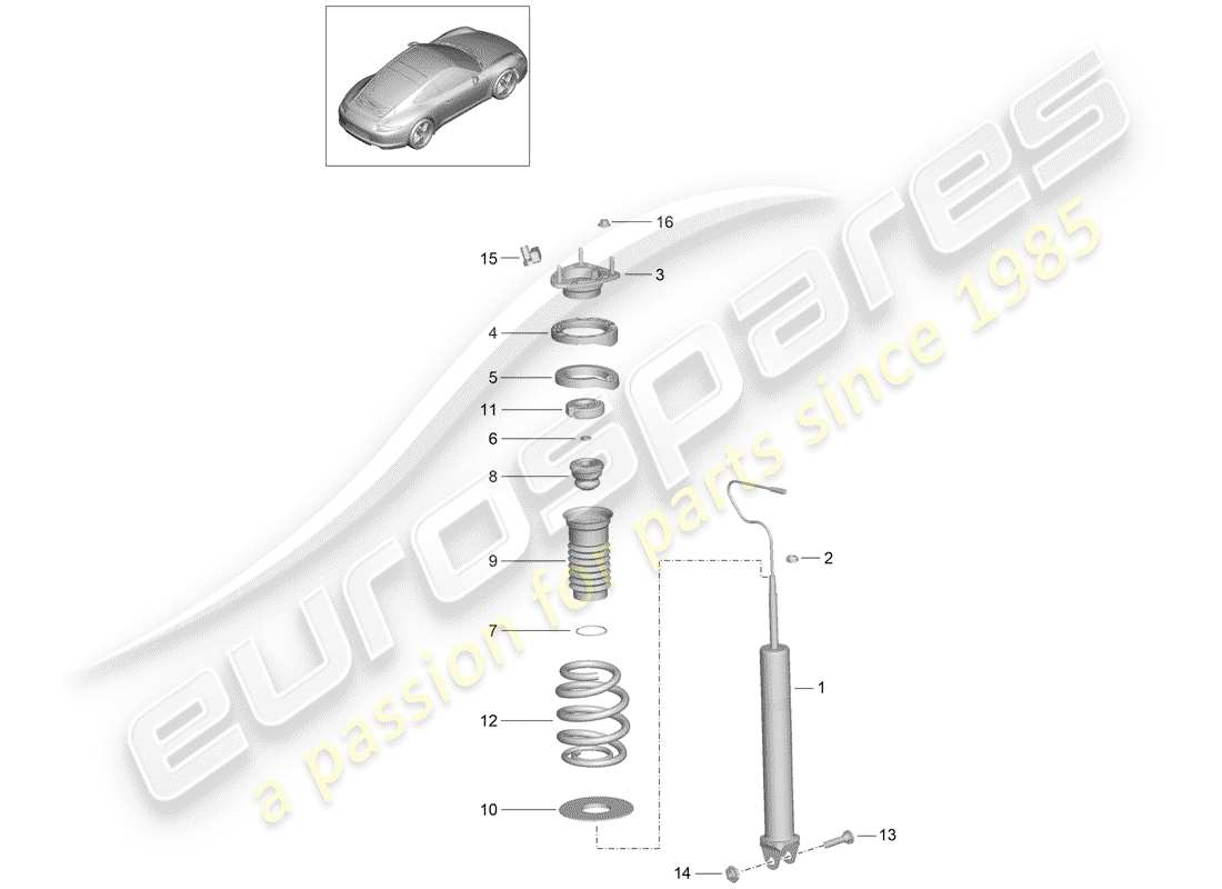 Porsche 991 (2014) AMORTIGUADOR Diagrama de piezas