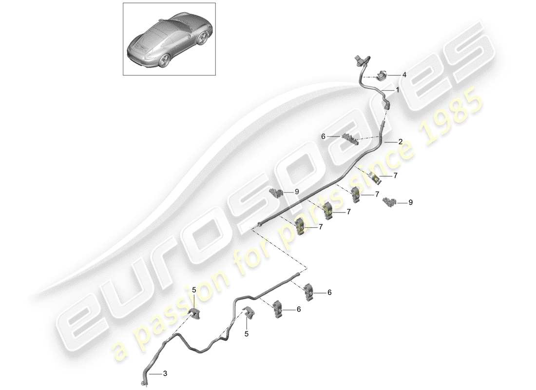 Porsche 991 (2014) línea de vacío Diagrama de piezas