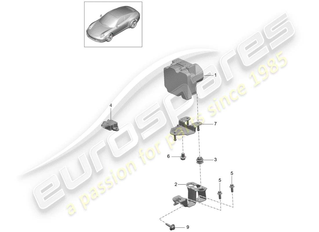 Porsche 991 (2014) unidad hidraulica Diagrama de piezas