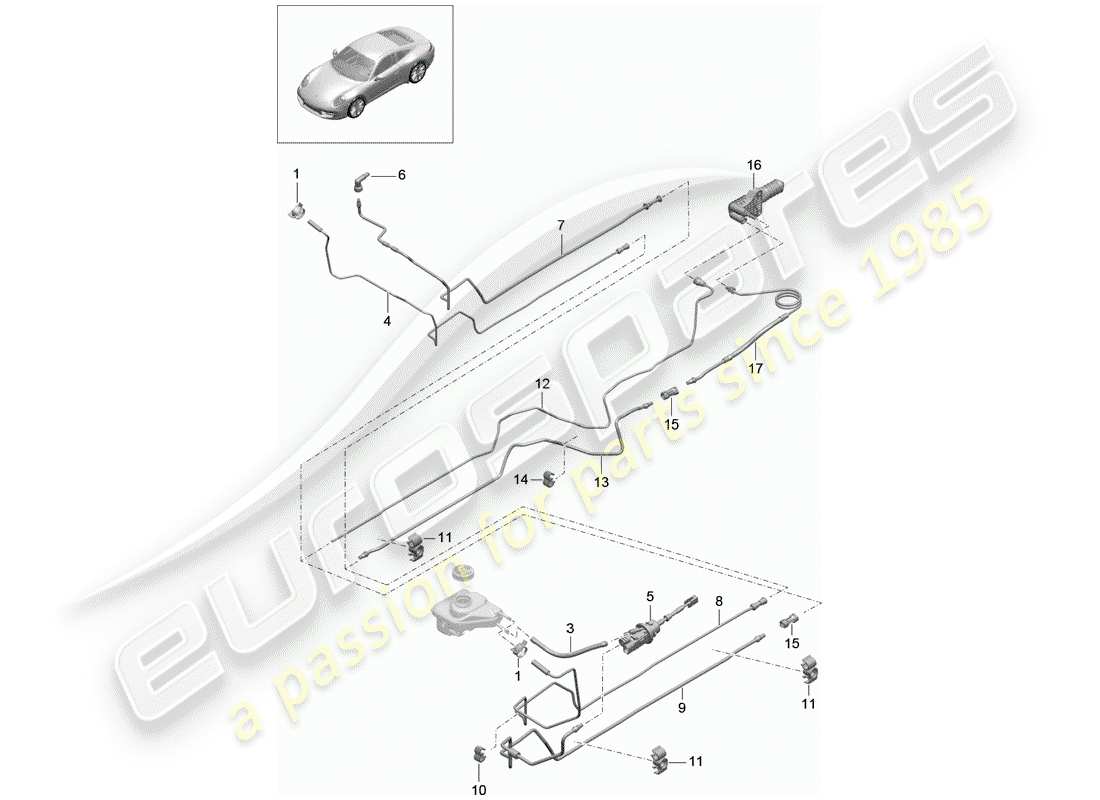 Porsche 991 (2014) embrague hidráulico Diagrama de piezas