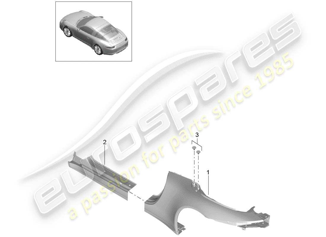 Porsche 991 (2014) PANEL LATERAL Diagrama de piezas