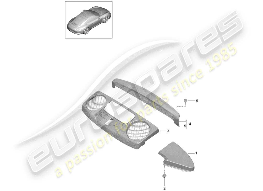Porsche 991 (2014) recubrimiento Diagrama de piezas