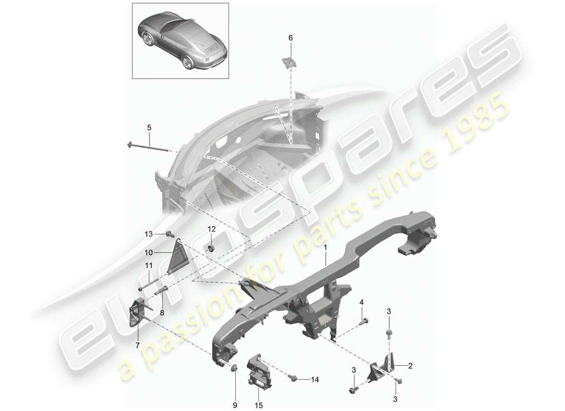 Porsche 991 (2014) marco de retención Diagrama de piezas