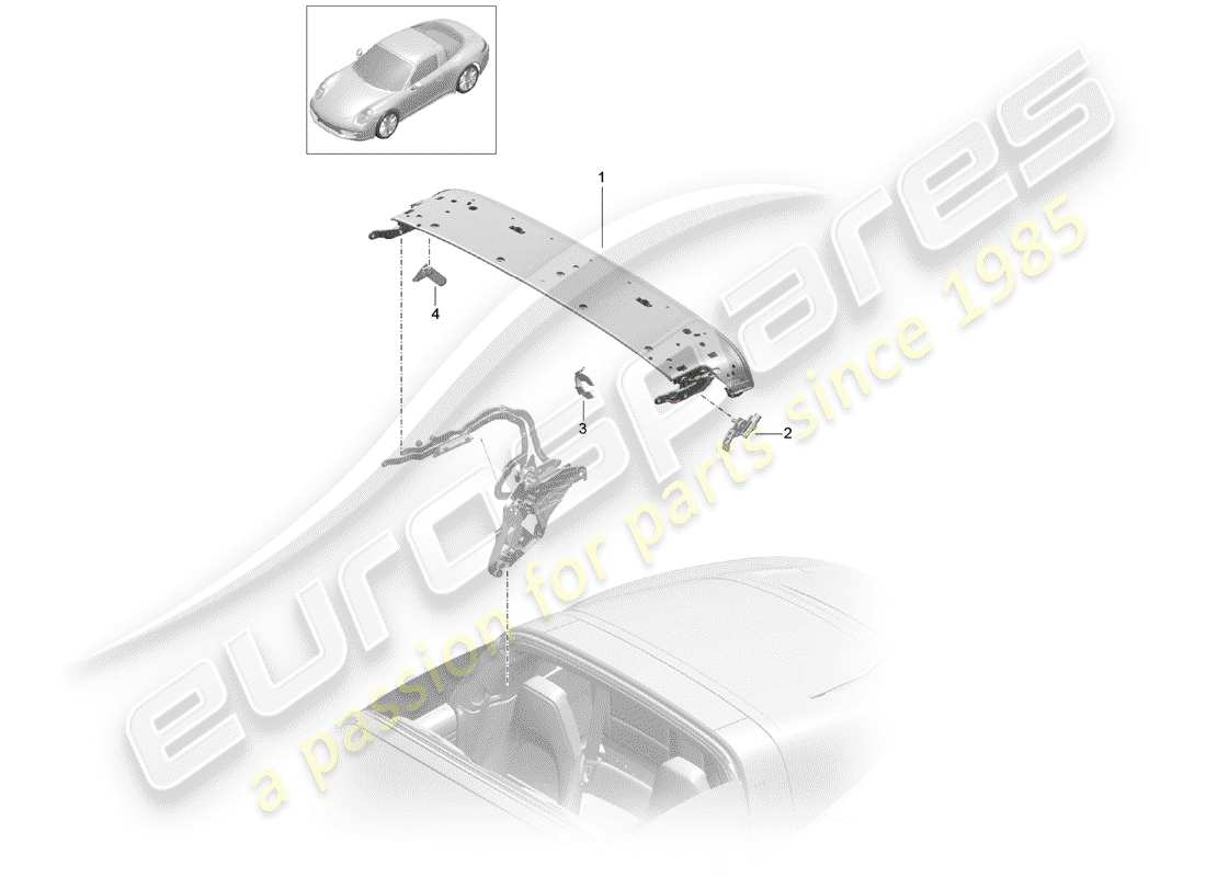 Porsche 991 (2014) marco superior Diagrama de piezas