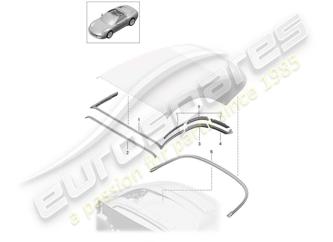 Porsche 991 (2014) TOP CONVERTIBLE Diagrama de piezas