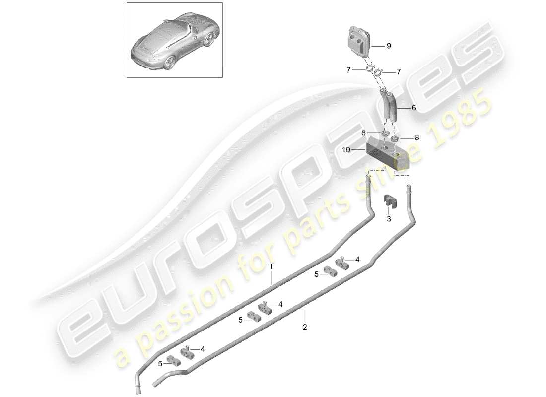 Porsche 991 (2014) Calentador Diagrama de piezas