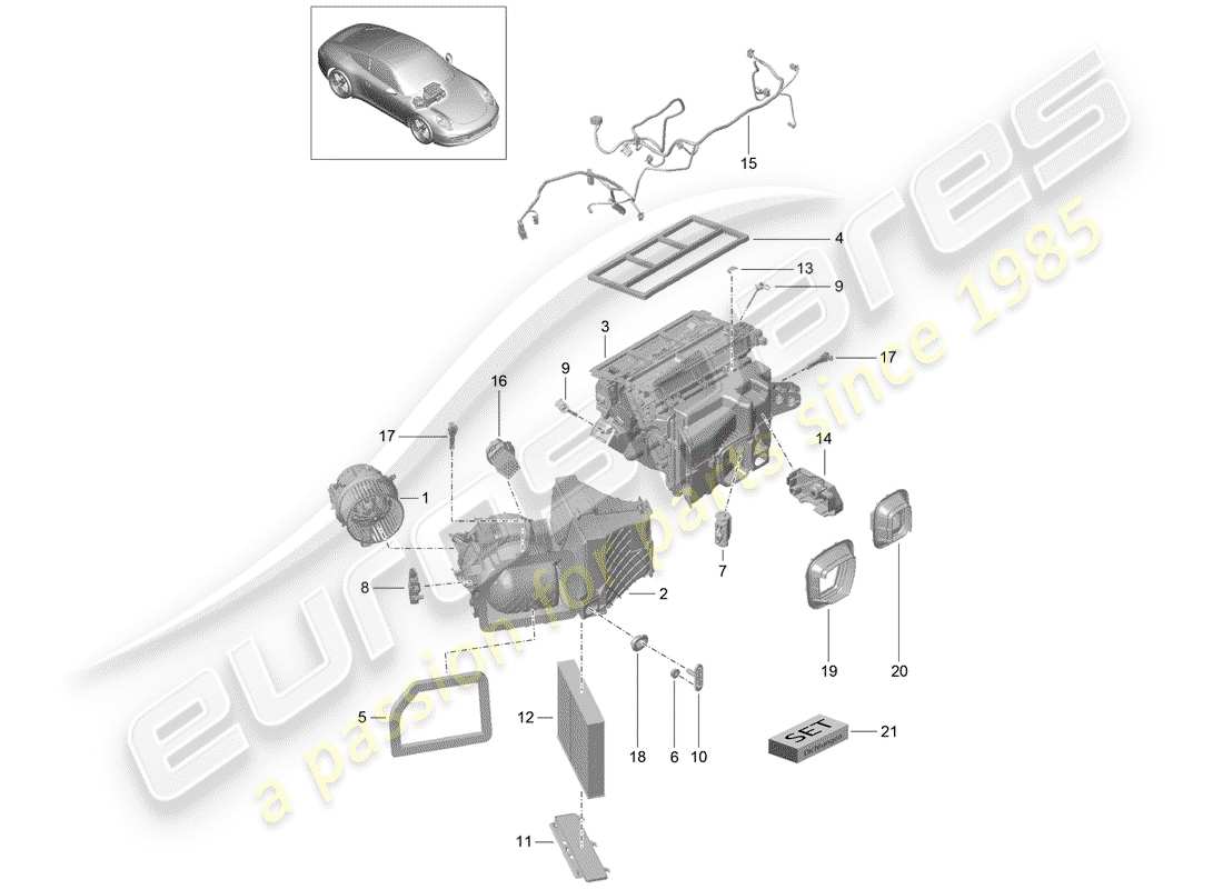 Porsche 991 (2014) aire acondicionado Diagrama de piezas