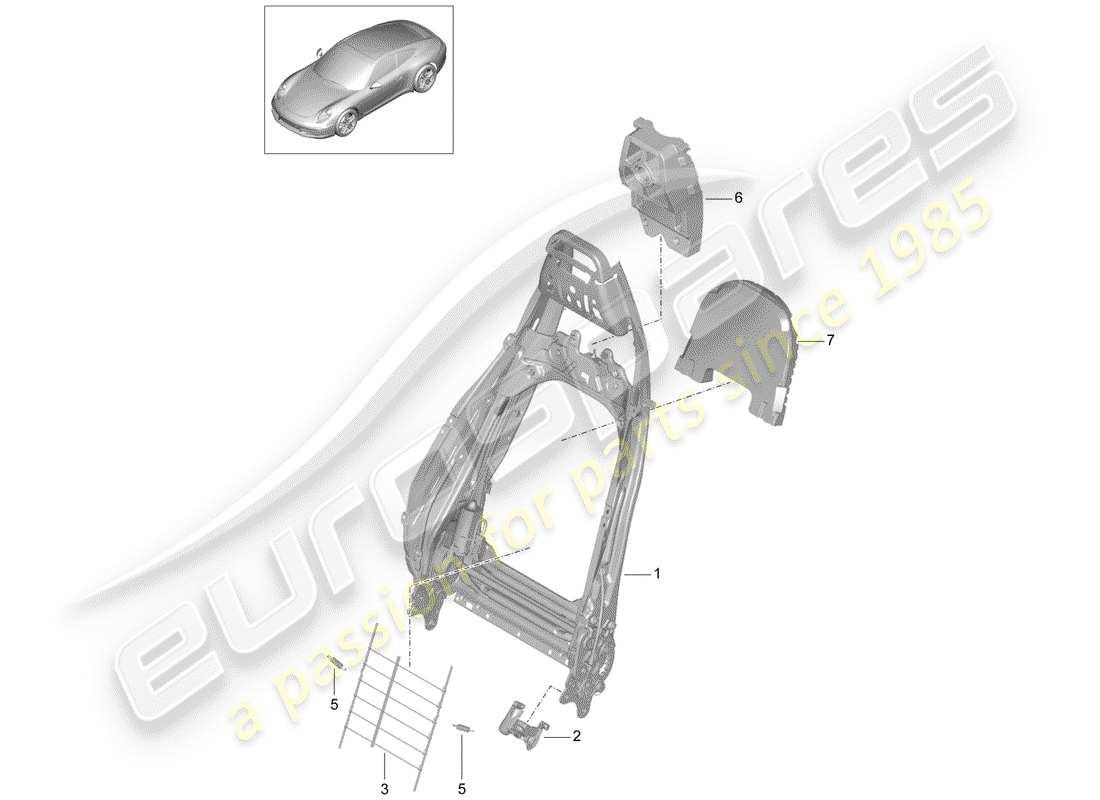 Porsche 991 (2014) marco - respaldo Diagrama de piezas