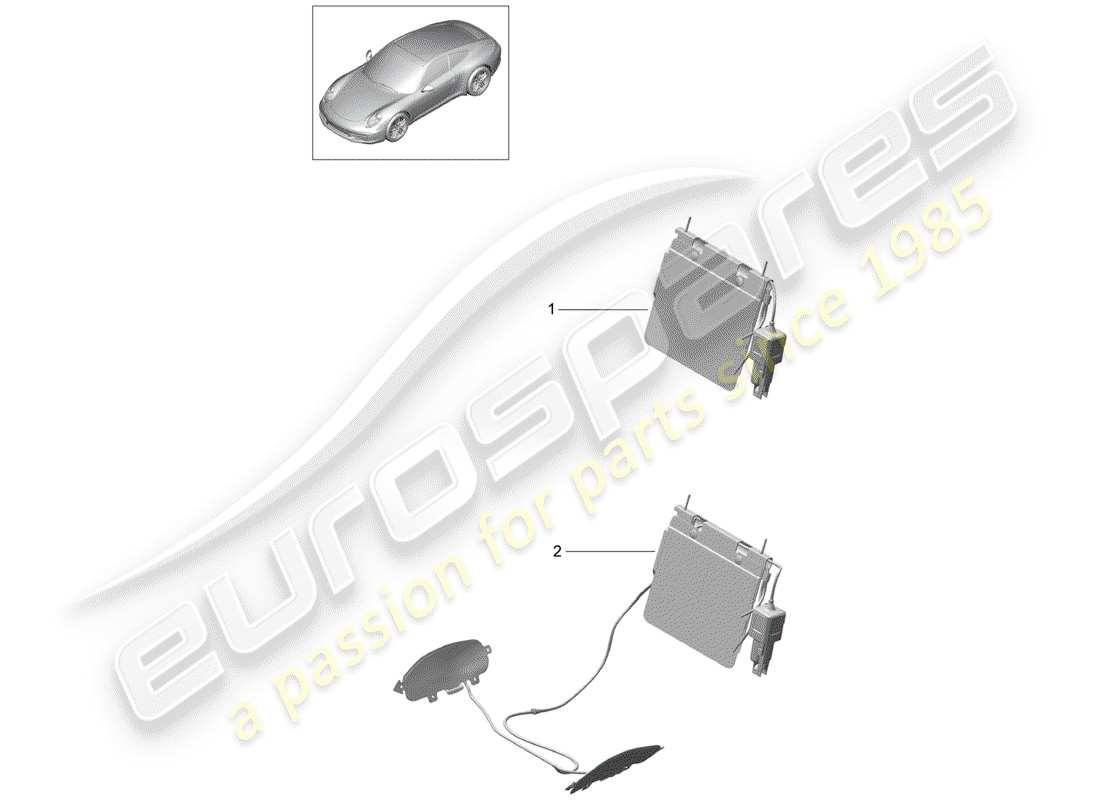 Porsche 991 (2014) soporte lumbar Diagrama de piezas