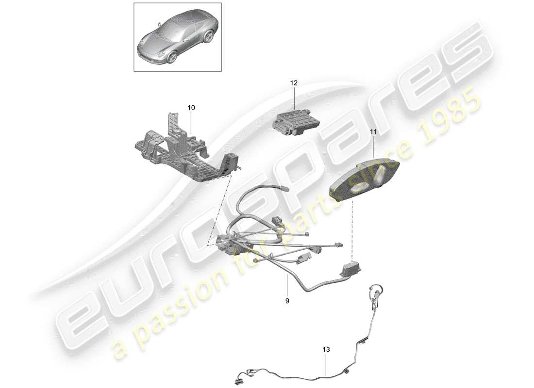 Porsche 991 (2014) aprovechar Diagrama de piezas