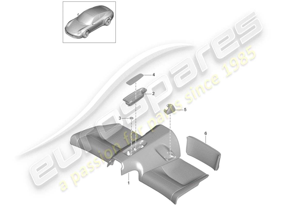 Porsche 991 (2014) COJÍN DEL ASIENTO TRASERO Diagrama de piezas
