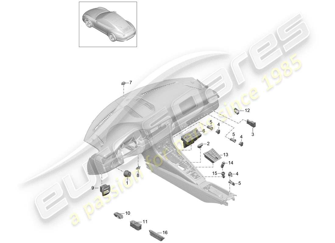 Porsche 991 (2014) SWITCH Diagrama de piezas