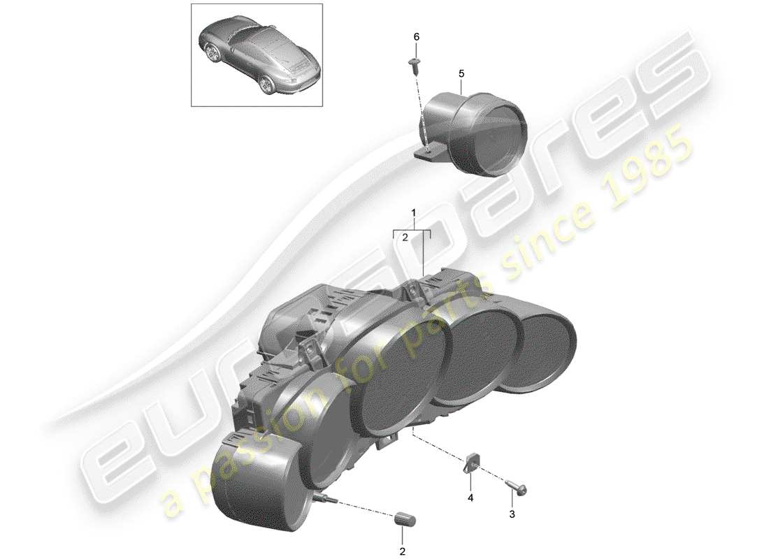 Porsche 991 (2014) Instruments Diagrama de piezas