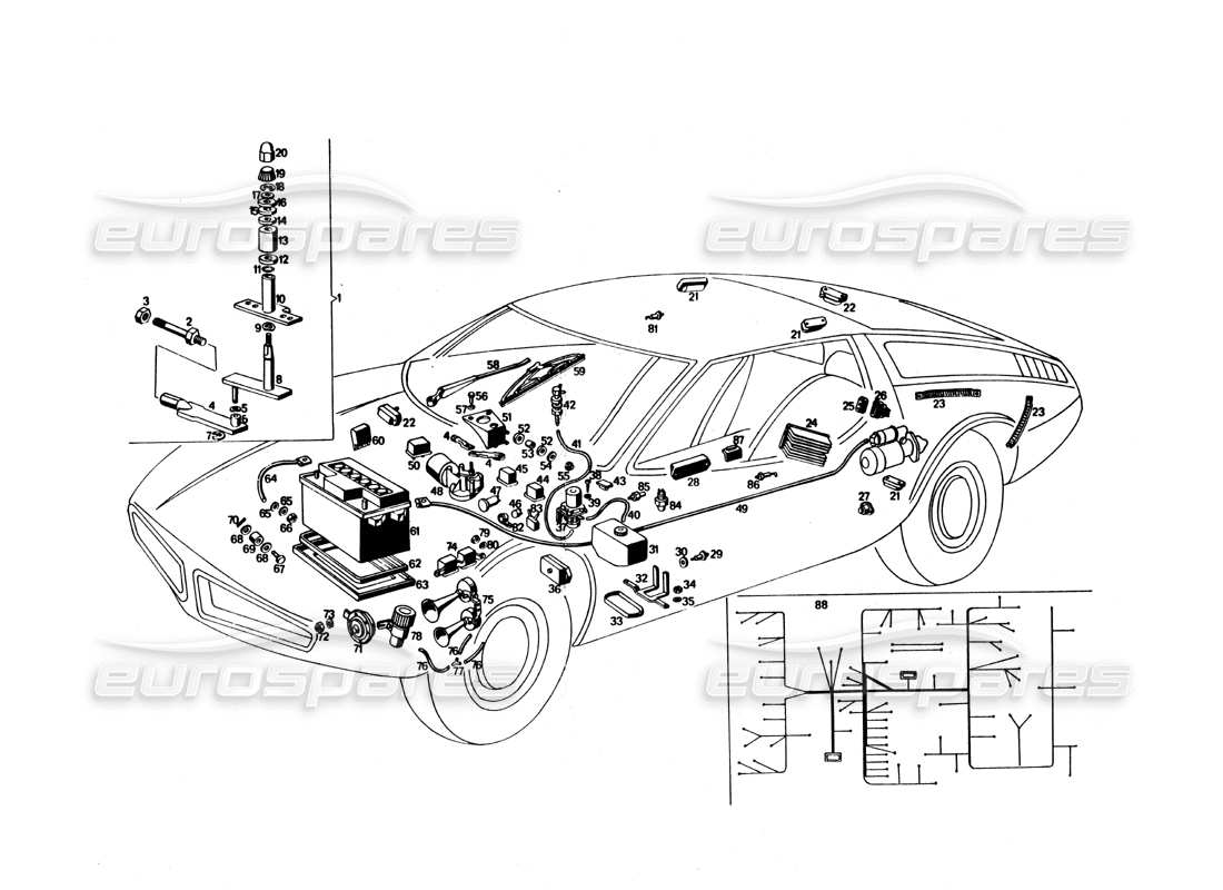 Maserati Bora Equipo eléctrico Diagrama de piezas