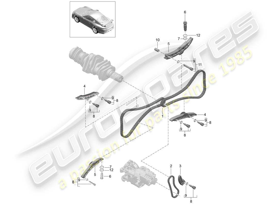 Porsche 991R/GT3/RS (2014) TENSOR - CADENA Diagrama de piezas