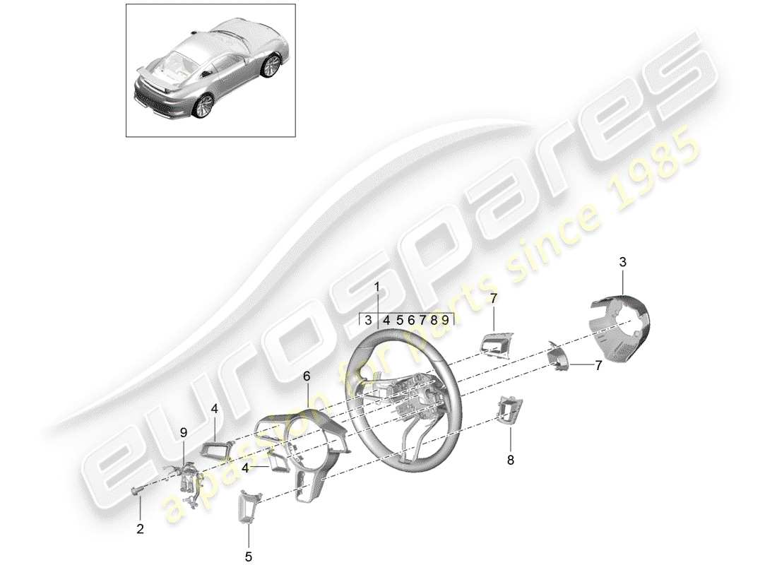 Porsche 991R/GT3/RS (2014) VOLANTE Diagrama de piezas