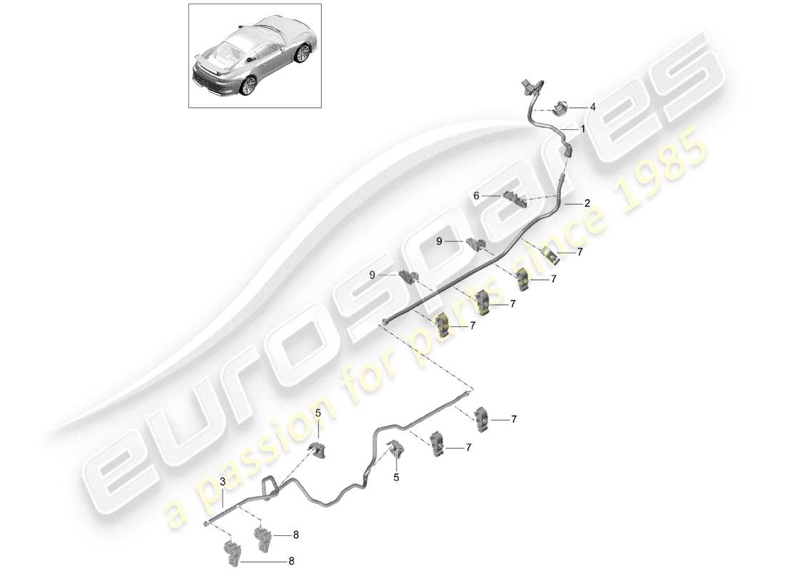 Porsche 991R/GT3/RS (2014) línea de vacío Diagrama de piezas