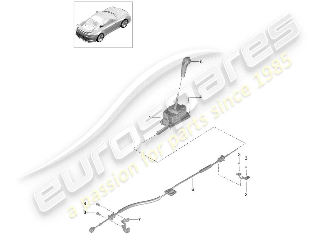 Porsche 991R/GT3/RS (2014) palanca selectora Diagrama de piezas