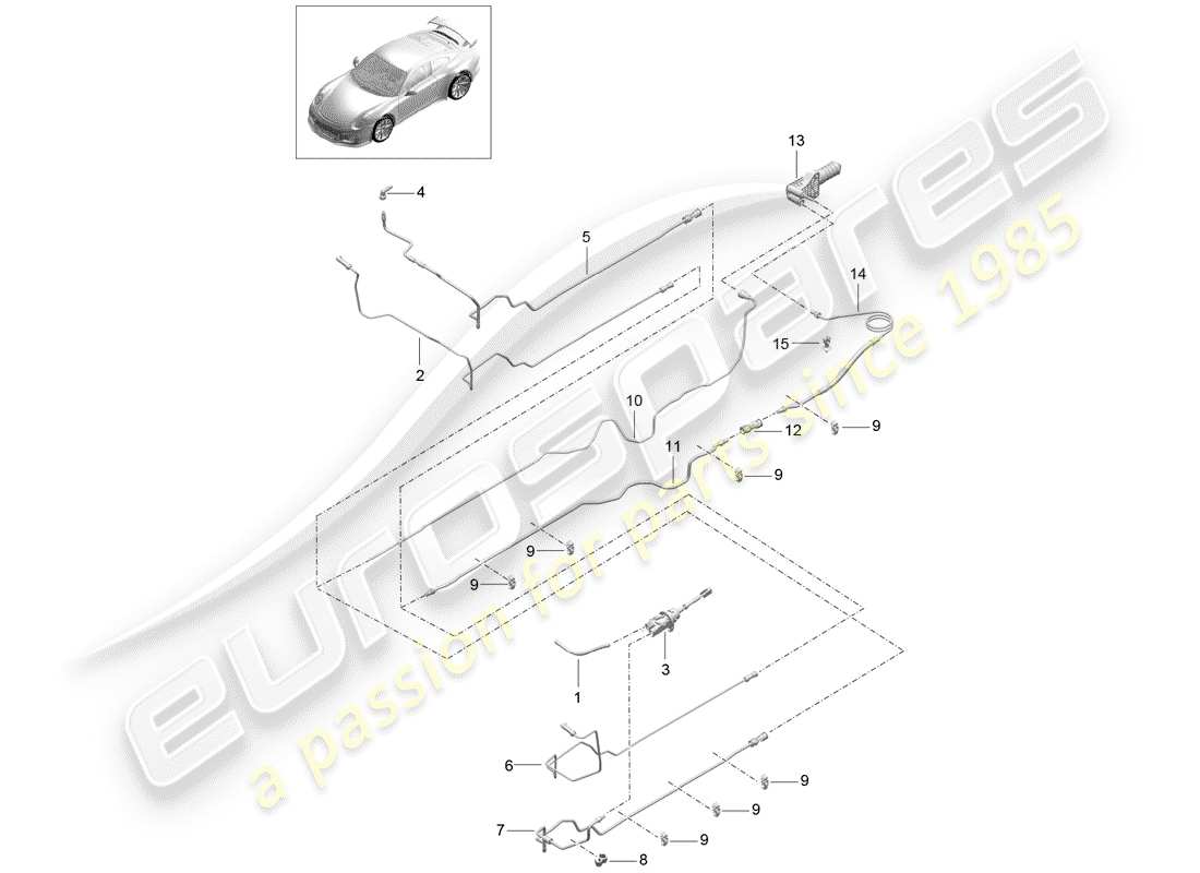 Porsche 991R/GT3/RS (2014) embrague hidráulico Diagrama de piezas