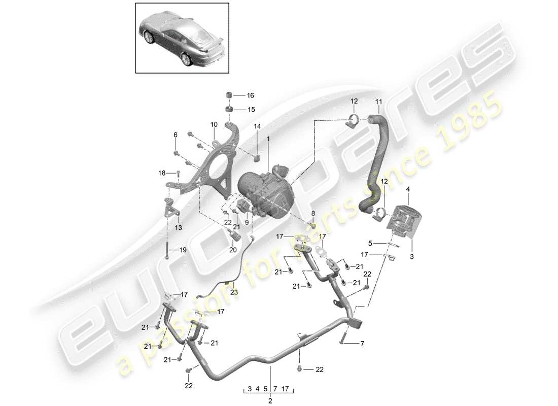 Porsche 991R/GT3/RS (2016) BOMBA DE AIRE SECUNDARIO Diagrama de piezas