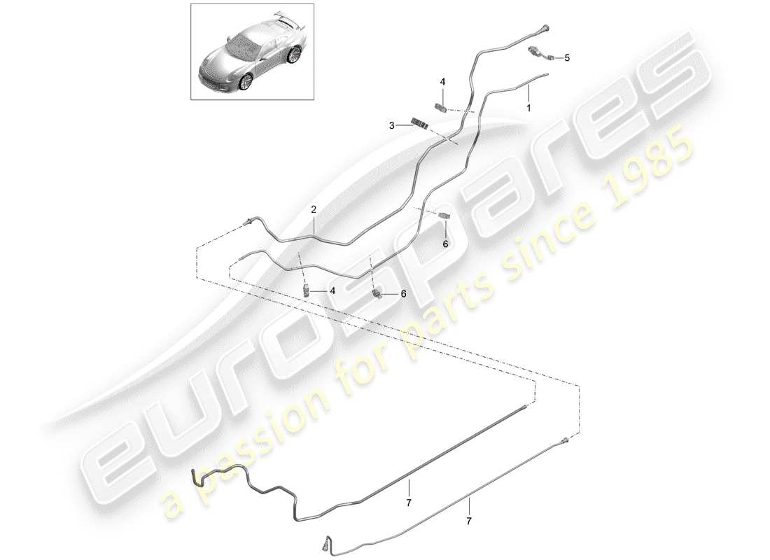 Porsche 991R/GT3/RS (2016) LÍNEA DE COMBUSTIBLE Diagrama de piezas