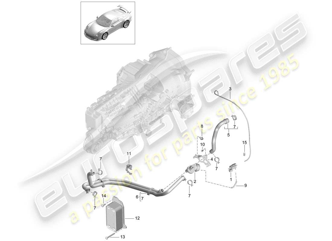 Porsche 991R/GT3/RS (2016) Manual Gearbox Diagrama de piezas