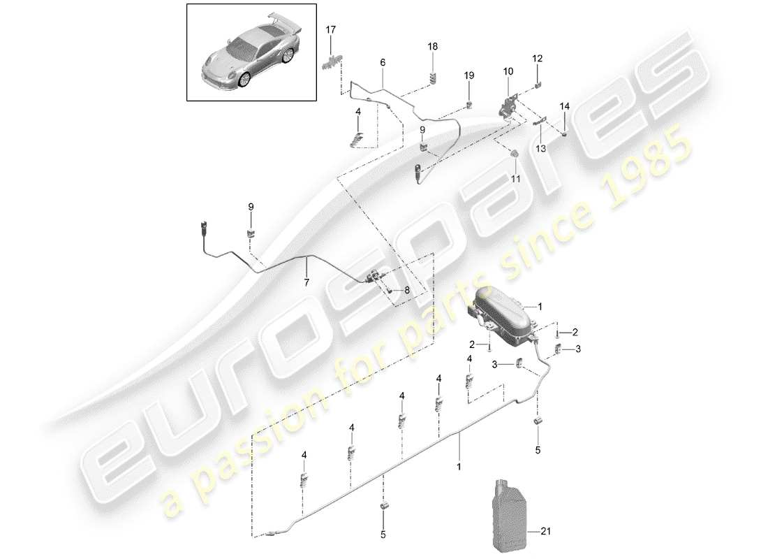Porsche 991R/GT3/RS (2016) suspensión adaptativa Diagrama de piezas