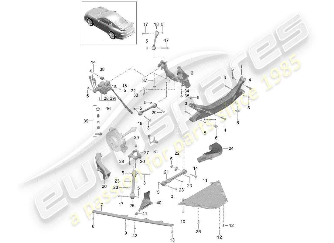 Porsche 991R/GT3/RS (2016) TRAVESAÑO Diagrama de piezas
