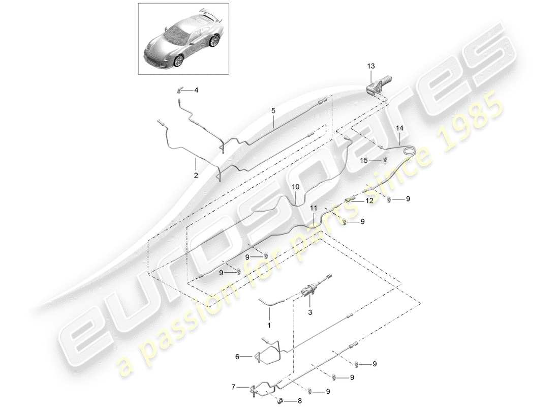 Porsche 991R/GT3/RS (2016) embrague hidráulico Diagrama de piezas