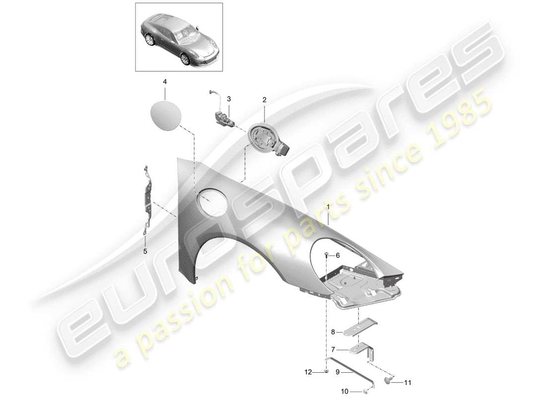 Porsche 991R/GT3/RS (2016) DEFENSA Diagrama de piezas