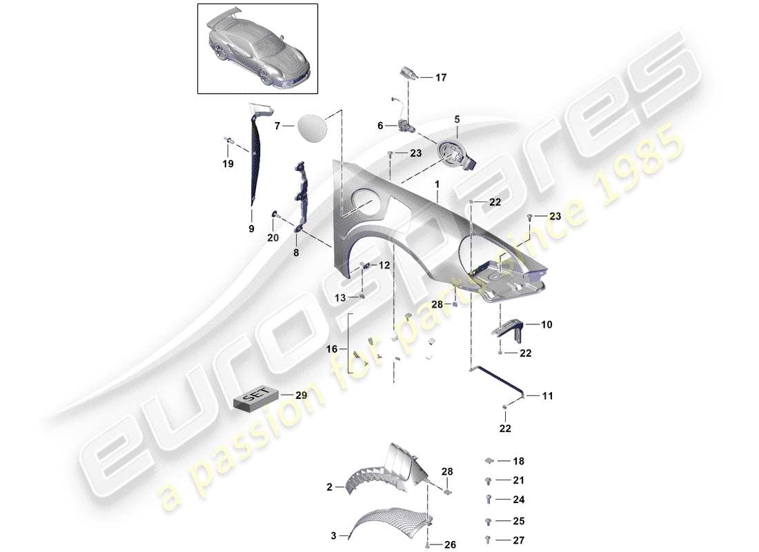 Porsche 991R/GT3/RS (2016) FASTENERS Diagrama de piezas