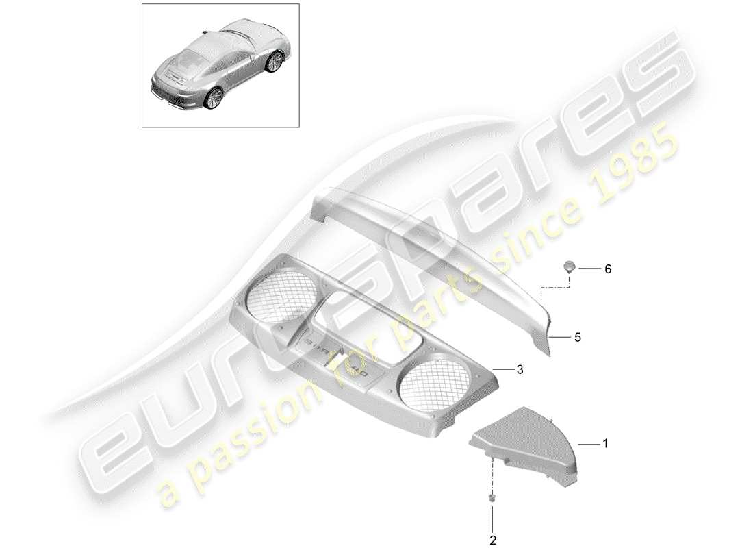 Porsche 991R/GT3/RS (2016) recubrimiento Diagrama de piezas