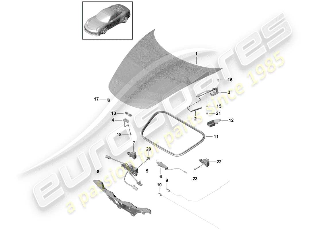 Porsche 991R/GT3/RS (2016) CAPUCHA Diagrama de piezas